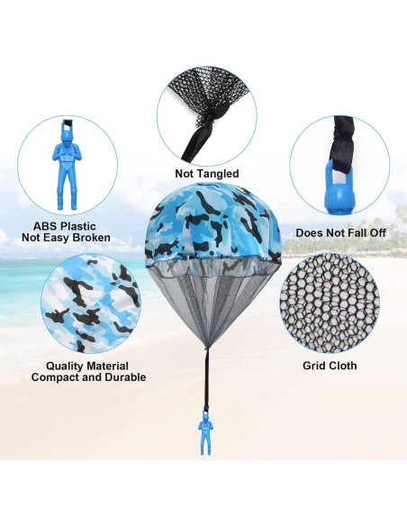10 Juguetes Paracaídas Catcan Camo Azul 43 cm para Lanzar