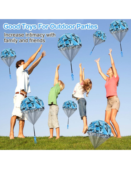 10 Juguetes Paracaídas Catcan Camo Azul 43 cm para Lanzar