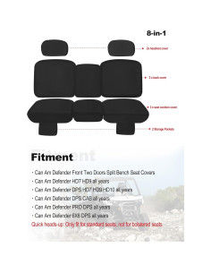Cubierta de Asiento UTV ZIDIYORUO Negra para Can Am Defender 2016-2025 2