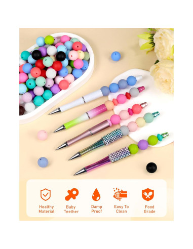 120 Perlas de Silicona 15mm FIVEIZERO en 20 Colores Mezclados