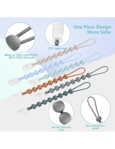 Clip de Chupete de Silicona 6 Piezas - Seguro y Práctico