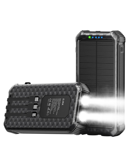 Cargador Solar Portátil DJKK 46800mAh con 3 Cables Integrados Cargador Solar Portátil DJKK 46800mAh con 3 Cables Integrados