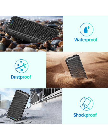 Cargador Solar Portátil DJKK 46800mAh con 3 Cables Integrados Cargador Solar Portátil DJKK 46800mAh con 3 Cables Integrados