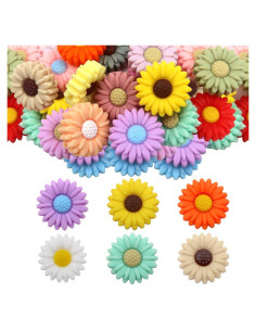 20 Perlas de Silicona Coloridas Flor Margarita TOAOB 20mm