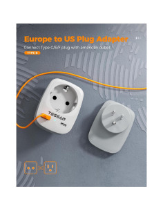 Adaptador de Enchufe de Europa a EE. UU. TESSAN 3 en 1 USB 2