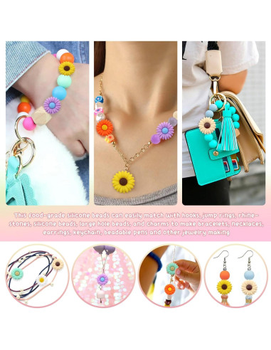 20 Perlas de Silicona Coloridas Flor Margarita TOAOB 20mm