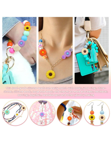 20 Perlas de Silicona Coloridas Flor Margarita TOAOB 20mm