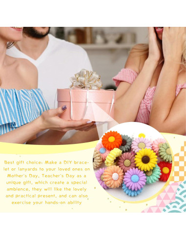 20 Perlas de Silicona Coloridas Flor Margarita TOAOB 20mm
