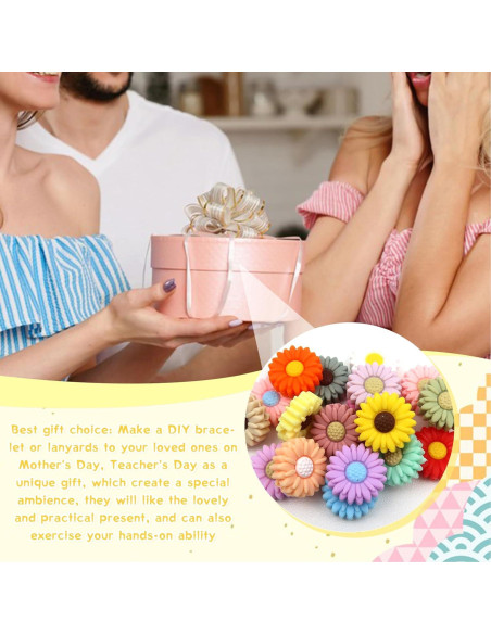 20 Perlas de Silicona Coloridas Flor Margarita TOAOB 20mm