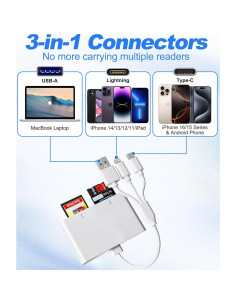 Adaptador Lector de Tarjetas 4-en-1 Bawanfa Plus Blanco 2