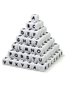 Perlas de Silicona Melius 110 Pcs Letras A-Z 12mm Blancas
