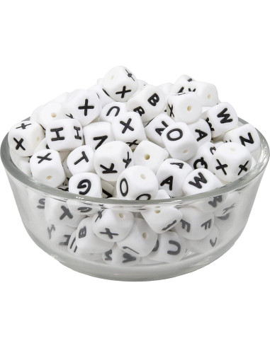 Perlas de Silicona Melius 110 Pcs Letras A-Z 12mm Blancas