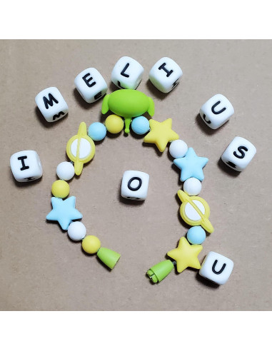 Perlas de Silicona Melius 110 Pcs Letras A-Z 12mm Blancas