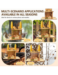 Comedero para Ardillas Incenseat de Madera con Soporte para Mazorca 2