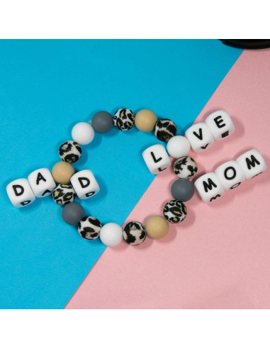 Perlas de Silicona Melius 110 Pcs Letras A-Z 12mm Blancas