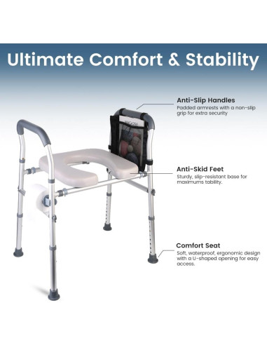 Asiento Elevado para Inodoro CIVJET Ajustable 400lb con Manijas