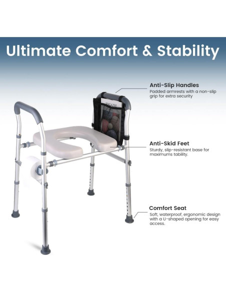 Asiento Elevado para Inodoro CIVJET Ajustable 400lb con Manijas