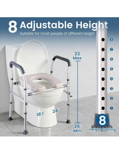 Asiento Elevado para Inodoro CIVJET Ajustable 400lb con Manijas