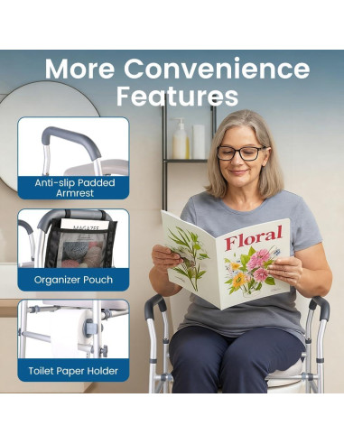 Asiento Elevado para Inodoro CIVJET Ajustable 400lb con Manijas