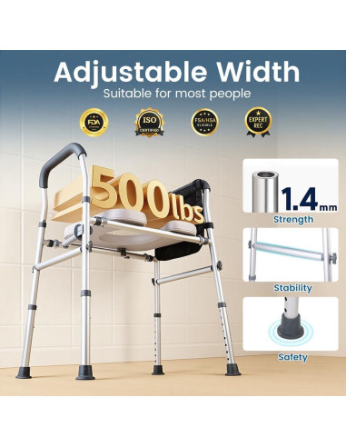 Asiento Elevado para Inodoro CIVJET Ajustable 400lb con Manijas