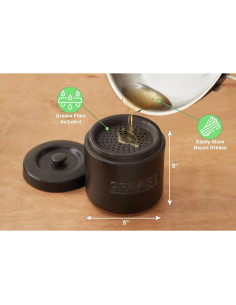 Contenedor de Grasa de Tocino Fox Run 12.7 x 14 cm Porcelana Negra 2