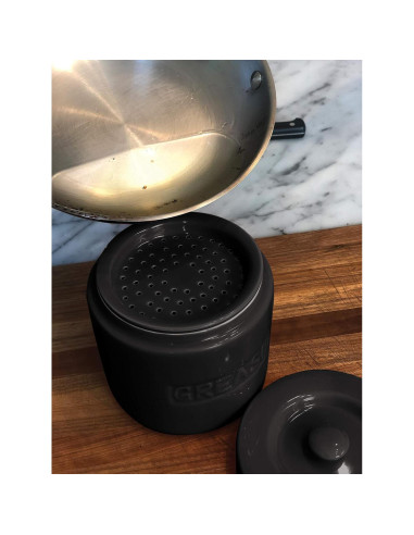 Contenedor de Grasa de Tocino Fox Run 12.7 x 14 cm Porcelana Negra