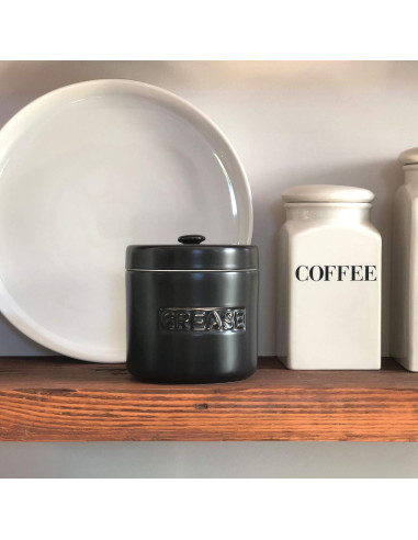 Contenedor de Grasa de Tocino Fox Run 12.7 x 14 cm Porcelana Negra