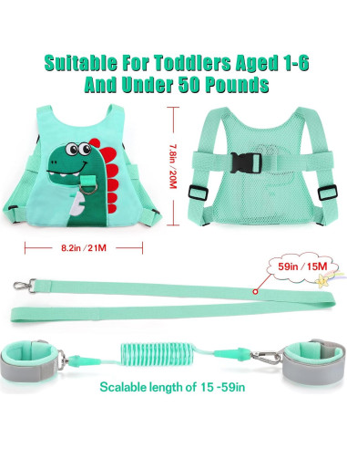 Correa Antipérdida para Niños Verde - Arnés de Seguridad Unisex