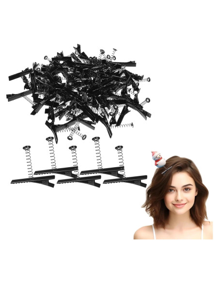 100 Clips de Pelo en Forma de Pato FOMIYES - Metal Negro DIY