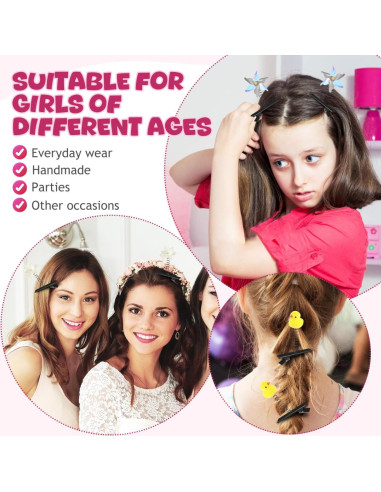 100 Clips de Pelo en Forma de Pato FOMIYES - Metal Negro DIY