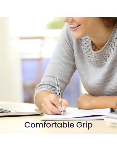 Bolígrafos Cambond Metálicos Plateados 1.0 mm Tinta Negra - 3 Unidades