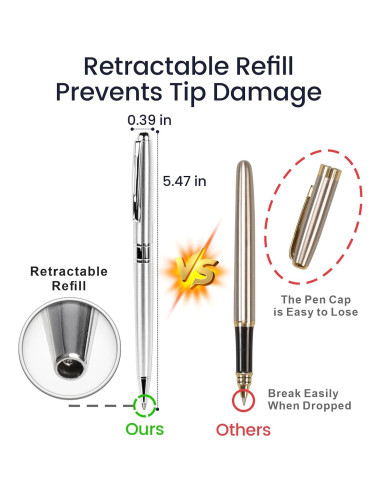 Bolígrafos Cambond Metálicos Plateados 1.0 mm Tinta Negra - 3 Unidades