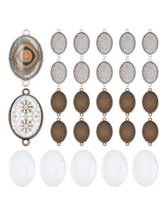Kit 24 Conectores de Cabochón PH PandaHall 25x18mm para Joyas