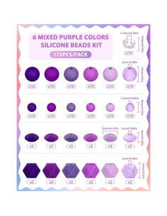 172PCS Perlas de Silicona FIVEIZERO para Manualidades Morado 2