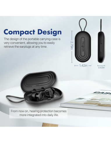 Estuche para Tapones de Oídos Hearprotek Negro - Compacto y Duradero