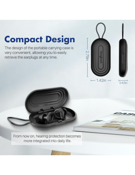 Estuche para Tapones de Oídos Hearprotek Negro - Compacto y Duradero