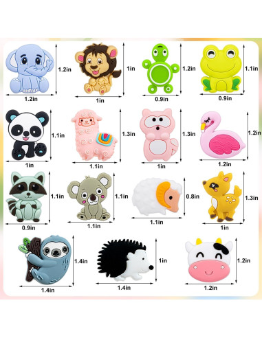 15 Perlas de Silicona Animales FFNIU 2mm para Manualidades