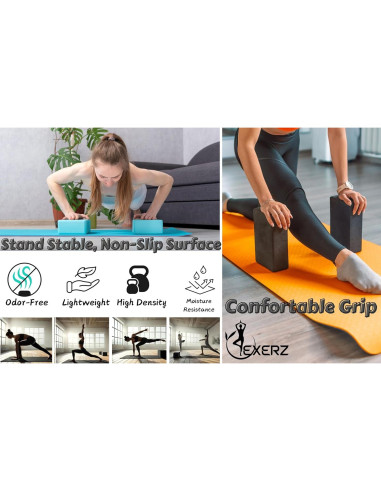 Bloques de Yoga Exerz 2 Pack Antideslizantes 23x15x7.5 cm