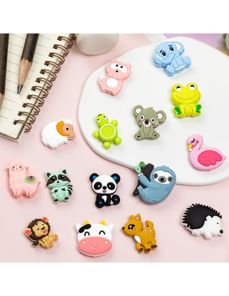 15 Perlas de Silicona Animales FFNIU 2mm para Manualidades