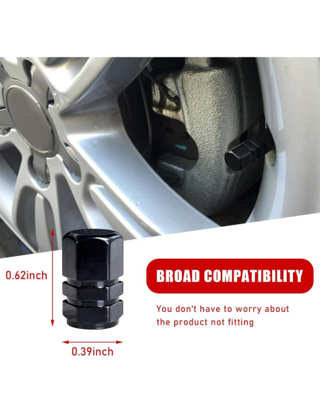 Ziciner 8 PCS Tapas de Válvula de Neumático de Aluminio Negro