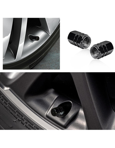 Ziciner 8 PCS Tapas de Válvula de Neumático de Aluminio Negro