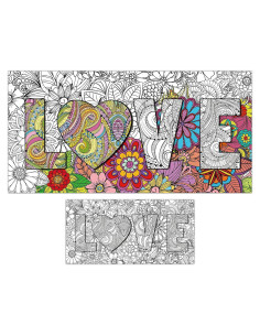 Póster de Colorear Mandala Gigante Tevxj 127x63.5 cm Amor