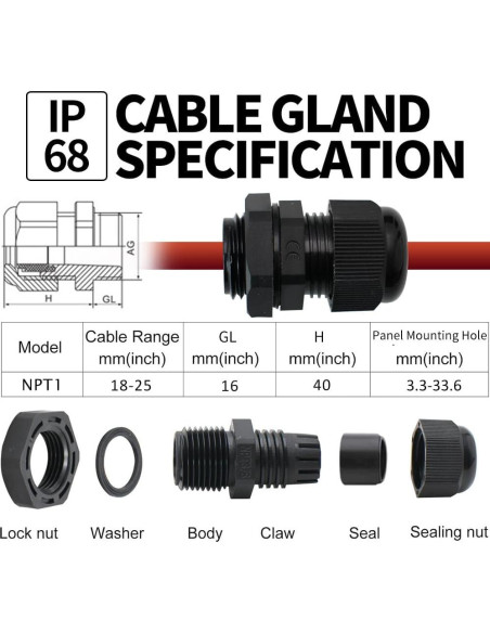 Pasacables NPT 1" AIRTAK Nylon PA66 Impermeable IP68 - 2 Piezas Pasacables NPT 1" AIRTAK Nylon PA66 Impermeable IP68 - 2 Piezas