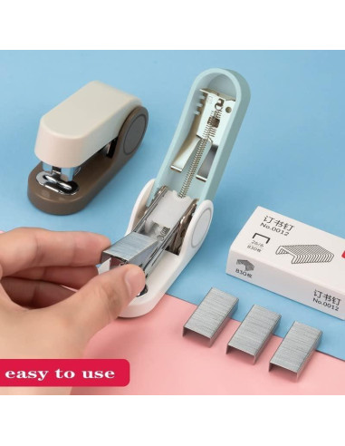 Grapadora Mini Urradia Azul 20 Hojas 830 Grapas Compacta