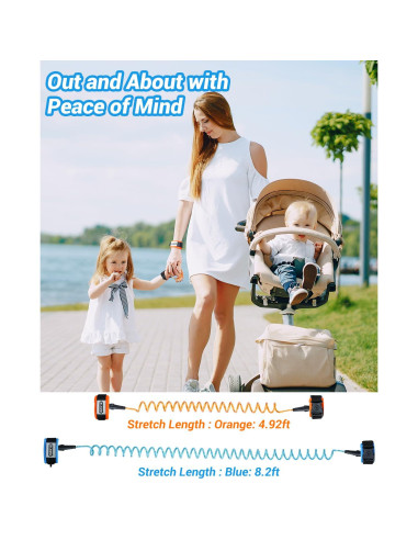 Correa de Seguridad para Niños Dr.meter 2 Paquetes 1.5m Naranja 2.5m Azul