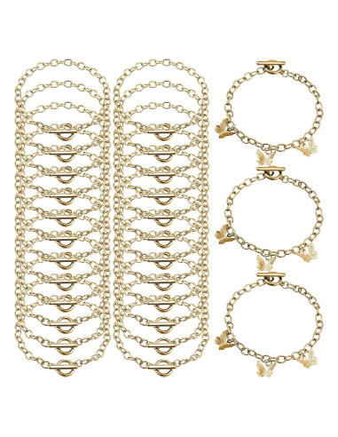 Cadenas de Pulsera Hicarer 24 Piezas Cierre de Palanca Oro