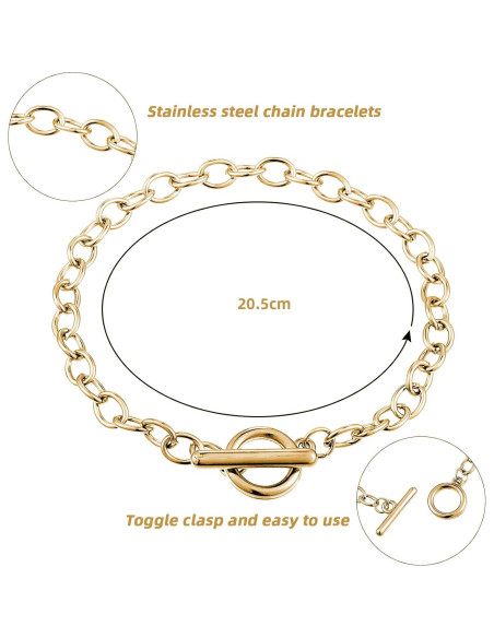 Cadenas de Pulsera Hicarer 24 Piezas Cierre de Palanca Oro