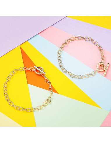Cadenas de Pulsera Hicarer 24 Piezas Cierre de Palanca Oro