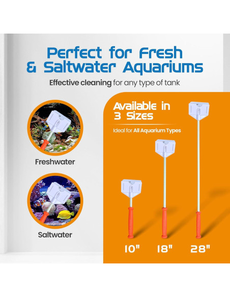 Raspador de Algas FL!PPER 25.4 cm para Acuarios de Vidrio y Acrílico