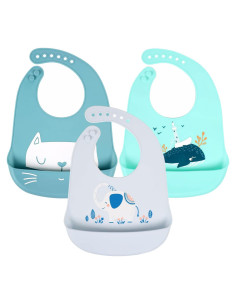 Baberos de Silicona Impermeables para Bebés 3pcs Ajustables